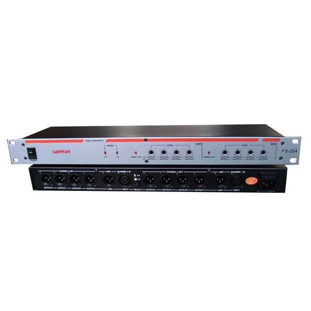 FS-204 Nhà phân phối tín hiệu âm thanh nổi 2IN & 8OUT 90V / 240V cho loa