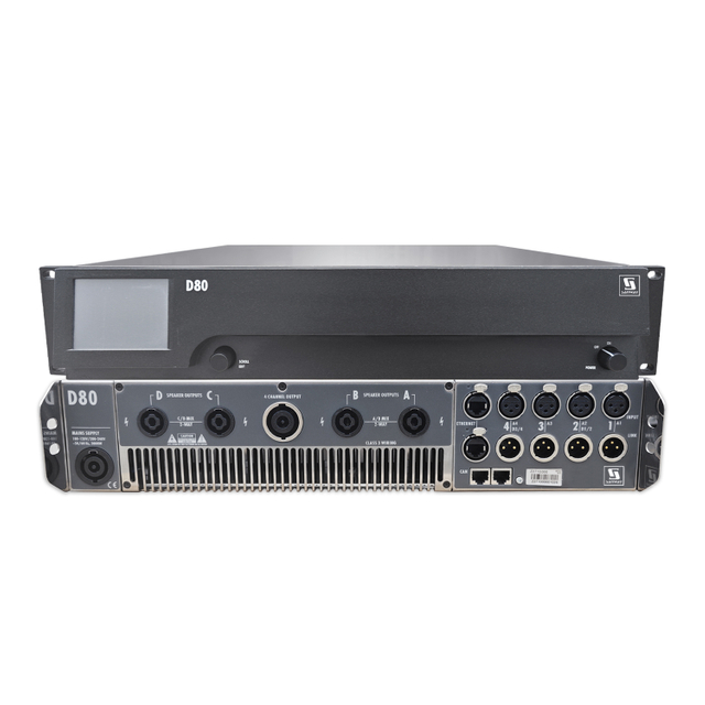 D80 16000W High Power Class D DSP 4 kênh Bộ khuếch đại năng lượng cho loa mảng dòng