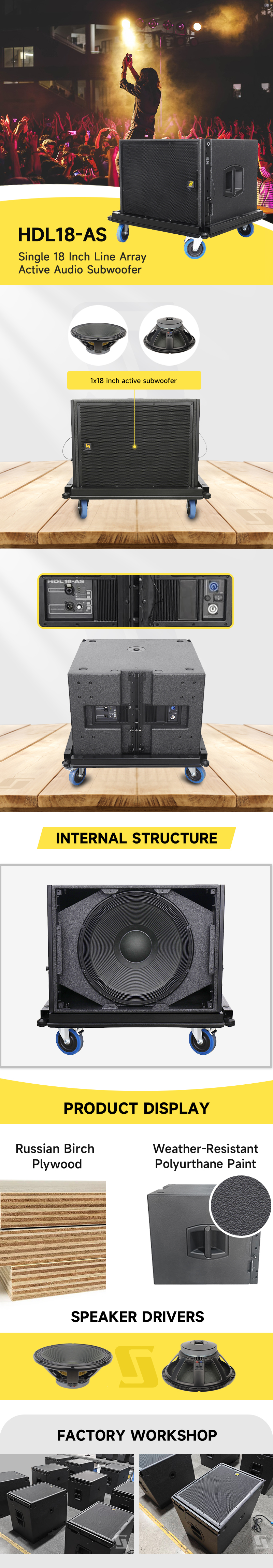 HDL18-A hoạt động Subwa-loa siêu trầm 18 inch