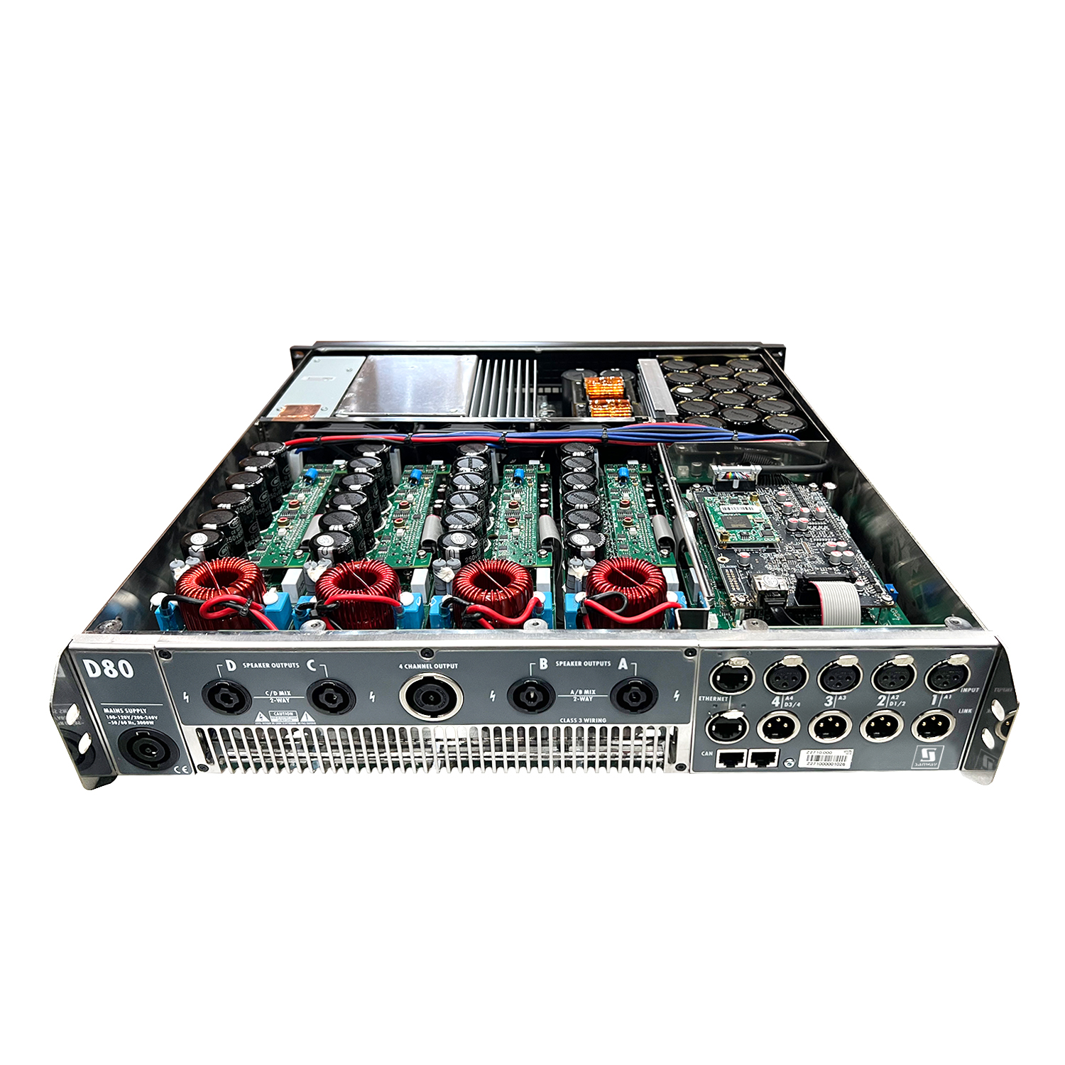D80 16000W High Power Class D DSP 4 kênh Bộ khuếch đại năng lượng cho loa mảng dòng