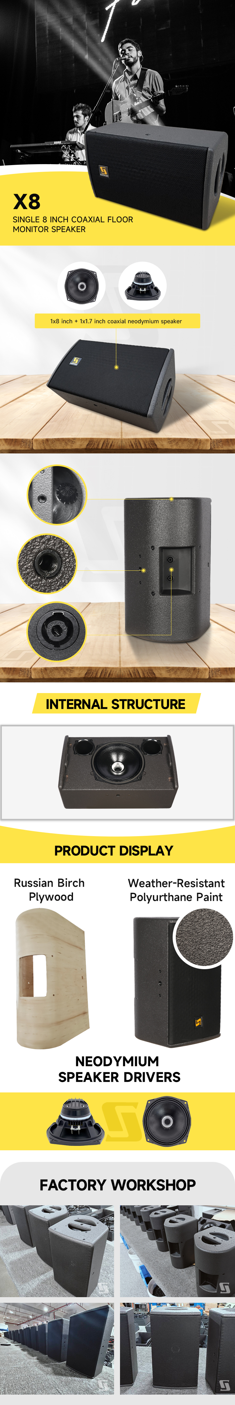 Loa màn hình đồng trục đơn 8 inch X8