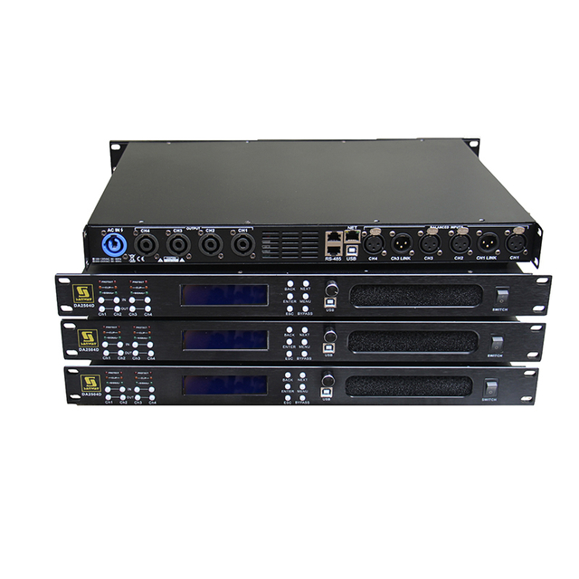 DA2504D 1U Bộ khuếch đại công suất DSP kỹ thuật số 4 kênh loại D cho rạp hát tại nhà