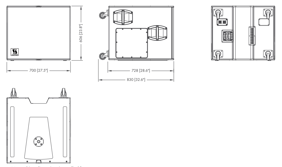 Kích thước loa siêu trầm Cardioid V-GSUB